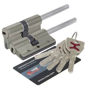 Цилиндровый механизм под вертушку (дл. шток) «Cisa AP4S 0P3S7-07.12» (60 мм/25+10+25) Никель