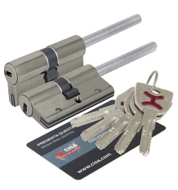 Цилиндровый механизм под вертушку (дл. шток) «Cisa AP4S 0P3S7-90.12» (80 мм/45+10+25) Никель