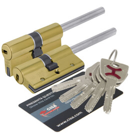 Цилиндровый механизм под вертушку (дл. шток) «Cisa AP4S 0P3S7-90.66» (80 мм/45+10+25) Латунь