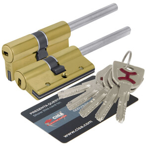 Цилиндровый механизм под вертушку (дл. шток) «Cisa AP4S 0P3S7-90.66» (80 мм/45+10+25) Латунь