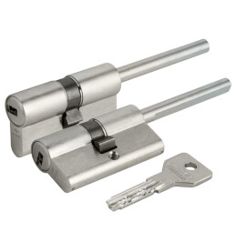 Цилиндровый механизм под вертушку (дл. шток) «Cisa ASIX OE307-07.12» (60 мм/25+10+25) Никель