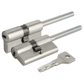 Цилиндровый механизм под вертушку (дл. шток) «Cisa ASIX OE307-07.12» (60 мм/25+10+25) Никель