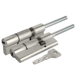 Цилиндровый механизм под вертушку (дл. шток) «Cisa ASIX OE307-87.12» (90 мм/55+10+25) Никель