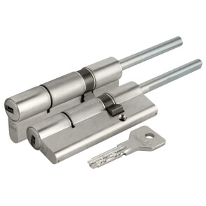 Цилиндровый механизм под вертушку (дл. шток) «Cisa ASIX OE307-88.12» (100 мм/65+10+25) Никель