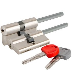 Цилиндровый механизм под вертушку (дл. шток) «Cisa ASIX PRO OE307-87.12» (90 мм/55+10+25) Никель