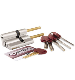 Цилиндровый механизм под вертушку (дл. шток) «DPC1P7131 S3» (102 мм/66+10+26) Сатинированный никель, 5+1 кл.