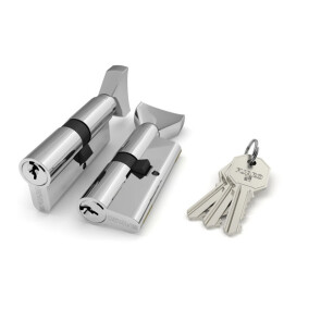 Цилиндровый механизм с вертушкой «100 CM 80 mm» (30+10+40) CP Хром