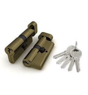 Цилиндровый механизм (100 ZM/60) 1000ZMKnob60(25+10+25) AB бронза 5Key с вертушкой