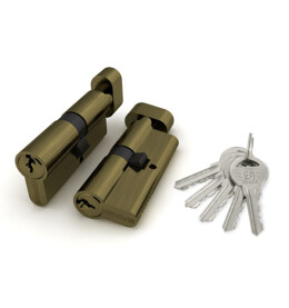 Цилиндровый механизм (100 ZM/60) 1000ZMKnob60(25+10+25) AB бронза 5Key с вертушкой