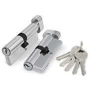 Цилиндровый механизм (100 ZM/70) 1000ZMKnob70(30+10+30) CP хром 5Key с вертушкой