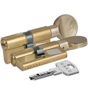 Цилиндровый механизм с вертушкой «164 BM/80» (35+10+35) mm Латунь 5 кл.
