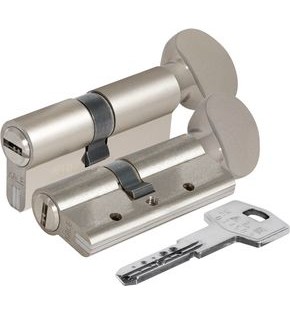 Цилиндровый механизм с вертушкой «164 DBM-E/90» (40+10+40) mm Никель 5 кл. Блистер