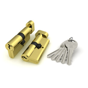 Цилиндровый механизм с вертушкой «R302/60 mm-BL» (25+10+25) PB Латунь 5 кл. Блистер