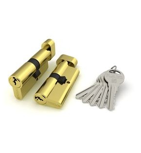 Цилиндровый механизм с вертушкой «R302/70 mm-BL» (30+10+30) PB Латунь 5 кл. Блистер