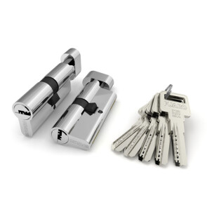 Цилиндровый механизм (R602) R6002Knob68(26+10+32) CP хром 5Key с вертушкой