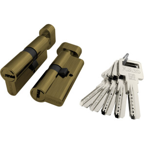 Цилиндровый механизм (R602/70) R6002Knob70(30+10+30) AB бронза 5Key с вертушкой