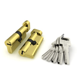 Цилиндровый механизм (R602/70) R6002Knob70(30+10+30) PB латунь 5Key с вертушкой