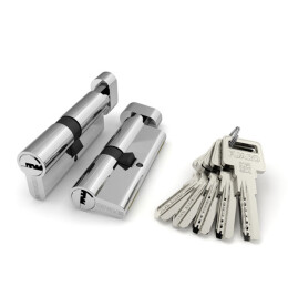 Цилиндровый механизм (R602/90) R6002Knob90(40+10+40) CP хром 5Key с вертушкой