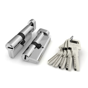 Цилиндровый механизм (R602/90) R6002Knob90(40+10+40) CP хром 5Key с вертушкой