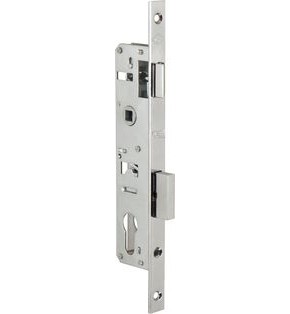 Корпус узкопрофильного замка с защёлкой «153/P (25 mm) w/b» Хром