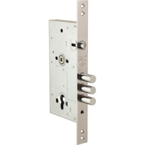 Корпус врезного цилиндрового замка с защёлкой «252/R w/b» (тех. комплектация) Хром