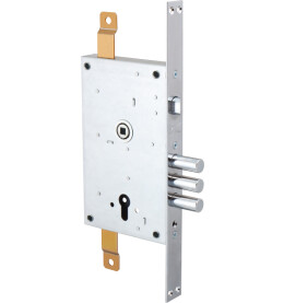 Корпус врезного цилиндрового замка с защёлкой «352/R w/b» (с креплением под тяги) Хром