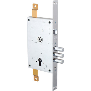 Корпус врезного цилиндрового замка с защёлкой «352/R w/b» (с креплением под тяги) Хром