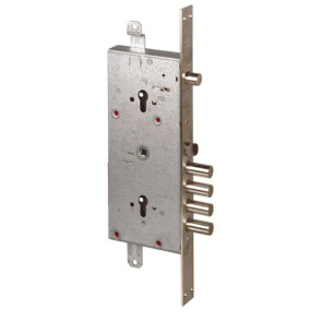 Корпус врезного двухцилиндрового замка с задвижкой и защёлкой «56.786.48» (тех. упаковка) Хром