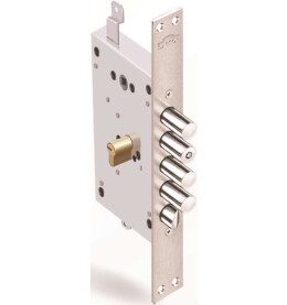 Корпус врезного замка с защёлкой «Рубин 1.08.21» с тягами Хром