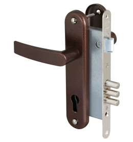 Корпус врезного замка с защёлкой в комплекте с ручкой «ЗВ4-3» Антик Медь