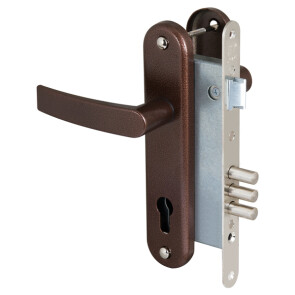 Корпус врезного замка с защёлкой в комплекте с ручкой «ЗВ4-3» Антик Медь