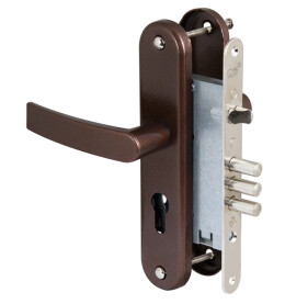 Корпус врезного замка с защёлкой в комплекте с ручкой «ЗВ4-31/55» Антик Медь