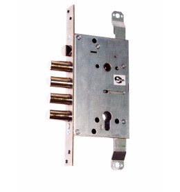Корпус врезного замка с защёлкой «ЗВ7 318.Т-П-Б» с тягами (функция блокировки защёлки) Хром