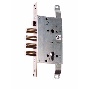 Корпус врезного замка с защёлкой «ЗВ7 318.Т-П-Б» с тягами (функция блокировки защёлки) Хром