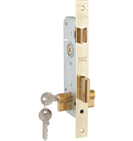 Замок врезной цилиндровый с защёлкой «152/R» (40 mm) 3 кл. Золото