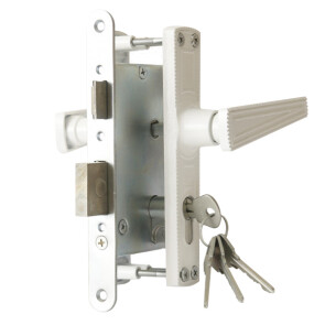 Замок врезной цилиндровый с защёлкой в комплекте с ручкой «ЗВ4-3.01», 4 кл. Белый