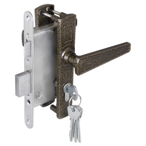 Замок врезной цилиндровый с защёлкой в комплекте с ручкой «ЗВ4-3.01», 4 кл. Бронза