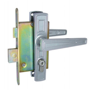 Замок врезной цилиндровый с защёлкой в комплекте с ручкой «ЗВ4-3.01», 4 кл. Серебро