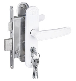 Замок врезной цилиндровый с защёлкой в комплекте с ручкой «ЗВ4-3.03» 4 кл. Белый