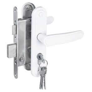 Замок врезной цилиндровый с защёлкой в комплекте с ручкой «ЗВ4-3.03» 4 кл. Белый