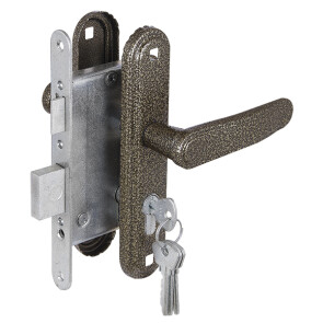 Замок врезной цилиндровый с защёлкой в комплекте с ручкой «ЗВ4-3.03» 4 кл. Бронза