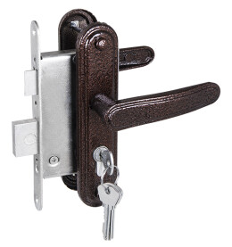 Замок врезной цилиндровый с защёлкой в комплекте с ручкой «ЗВ4-3.03» 4 кл. Медь