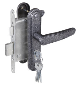 Замок врезной цилиндровый с защёлкой в комплекте с ручкой «ЗВ4-3.03» 4 кл. Серебро