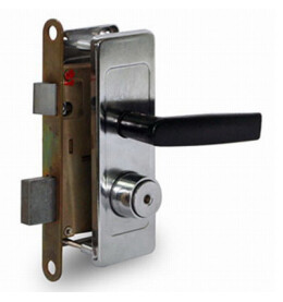 Замок врезной цилиндровый с защёлкой в комплекте с ручкой «ЗВ4Д» (Аналог ШО-25) 3 кл. Никель