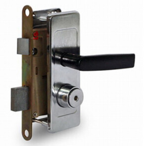 Замок врезной цилиндровый с защёлкой в комплекте с ручкой «ЗВ4Д» (Аналог ШО-25) 3 кл. Никель