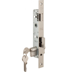 Замок врезной цилиндровый узкопрофильный с защёлкой «253» (25 mm) 3 кл. Хром