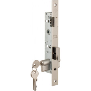 Замок врезной цилиндровый узкопрофильный с защёлкой «253» (25 mm) 3 кл. Хром