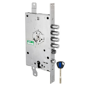 Замок врезной двухсистемный «3D KEY 3D.787-S » (левый), ключ 40 мм Никель