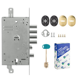 Замок врезной двухсистемный «54.Y787-S MyKey» (левый) (накладки 95.323-95.324 CR), ключ 60 мм Хром
