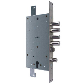 Замок врезной двухсистемный «ЗВ 25.12 Т» с тягами, 5 кл. Хром